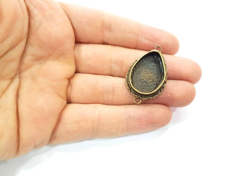 Antique Bronze Pendant Blank inlay Blank Mosaic Blank Resin Blank Bezel Base Mounting Antique Bronze Plated Brass ( 25x18 mm blank) G11771