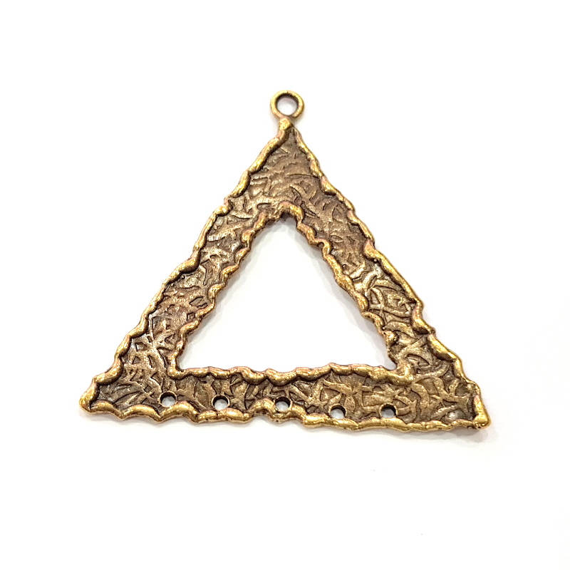 Hammered Triangle Connector Charm Antique Bronze Connector Antique Bronze Plated Brass (42x42mm) G11780