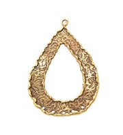 Hammered Drop Connector Charm Antique Bronze Connector Antique Bronze Plated Brass (53x32mm) G11784
