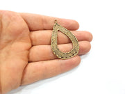 Hammered Drop Connector Charm Antique Bronze Connector Antique Bronze Plated Brass (53x32mm) G11784