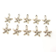 10 Starfish Charm Silver Charms Antique Silver Plated Metal (17x12mm) G11805