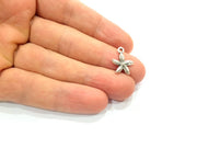10 Starfish Charm Silver Charms Antique Silver Plated Metal (17x12mm) G11805