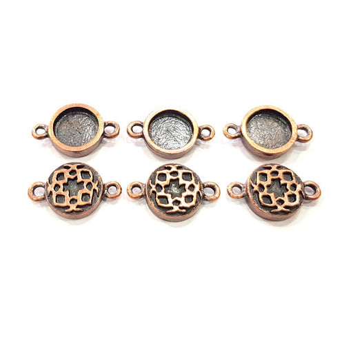 6 Copper Connector Blank Mosaic Base inlay Blank Necklace Blank Resin Mountings Antique Copper Plated Metal ( 10 mm round blank) G11819