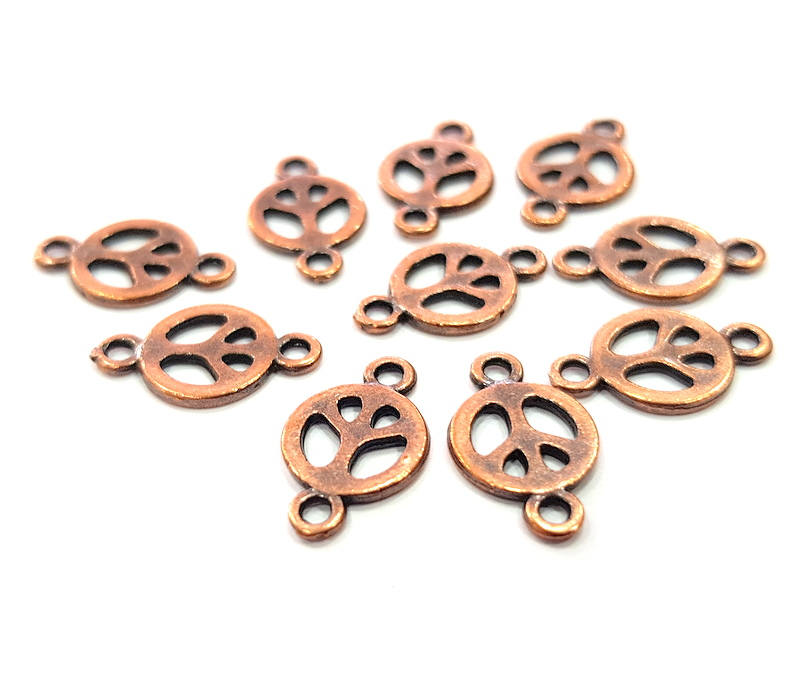 20 Peace Charm Connector Antique Copper Charm Antique Copper Plated Metal (15x9mm) G11823