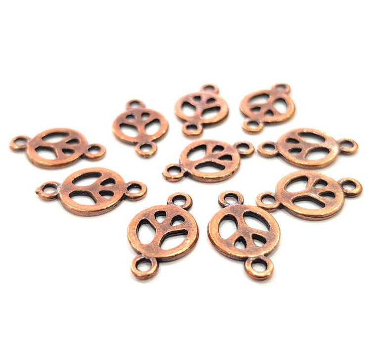 20 Peace Charm Connector Antique Copper Charm Antique Copper Plated Metal (15x9mm) G11823