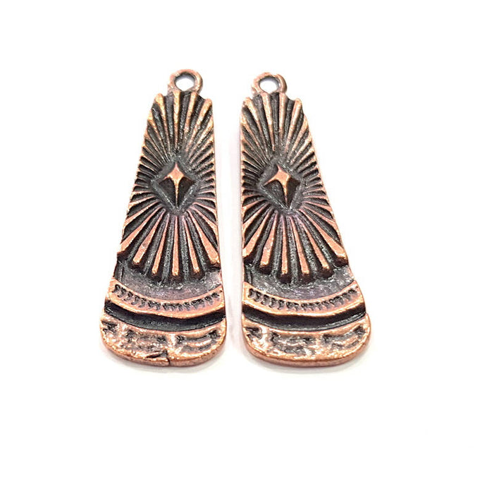 2 Tribal Charm Copper Charm Antique Copper Charm Antique Copper Plated Metal (48x15mm) G11824