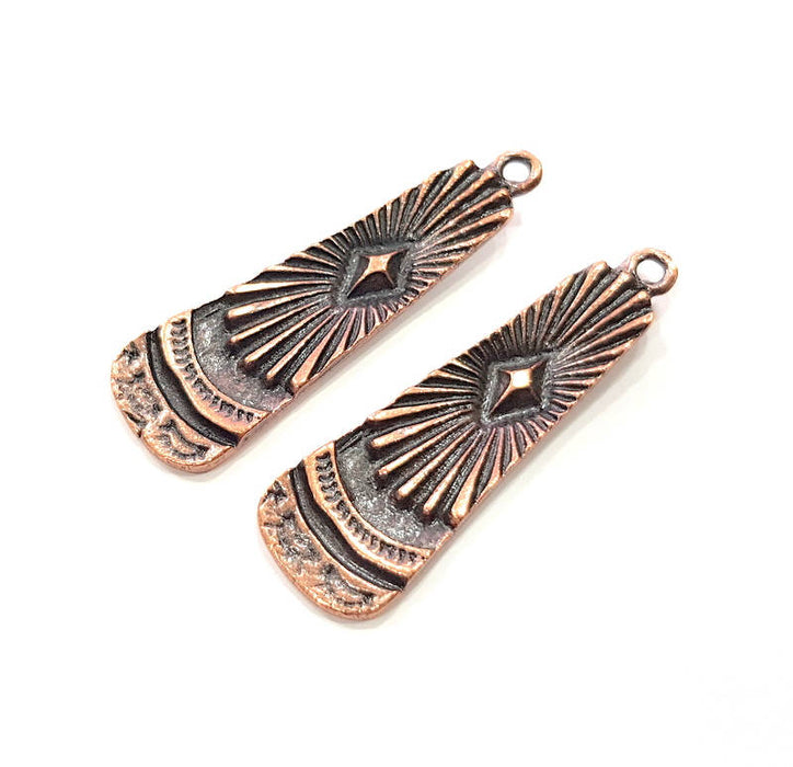 2 Tribal Charm Copper Charm Antique Copper Charm Antique Copper Plated Metal (48x15mm) G11824