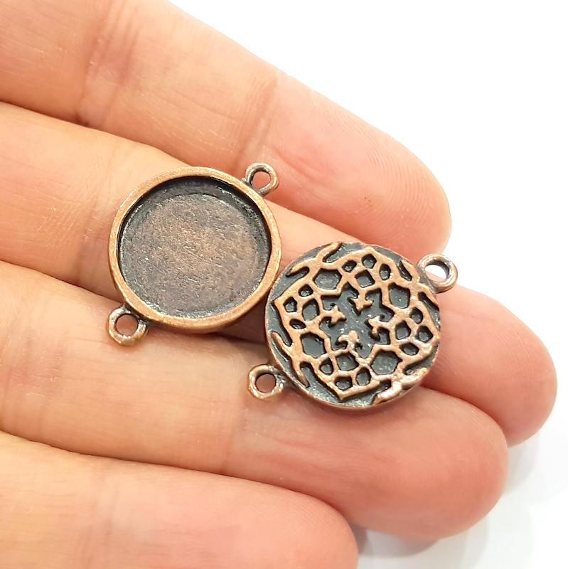 4 Copper Connector Blank Mosaic Base inlay Blank Necklace Blank Resin Mountings Antique Copper Plated Metal ( 20 mm round blank) G11831