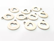 10 Heart Charm Silver Charms Antique Silver Plated Metal (14mm) G12669