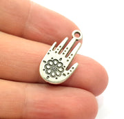 5 Hand Charm Silver Charms Antique Silver Plated Metal (25x13mm) G12670