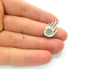 5 Hand Charm Silver Charms Antique Silver Plated Metal (25x13mm) G12670