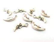10 Moon Charm Silver Charms Antique Silver Plated Metal (18x9mm) G12671