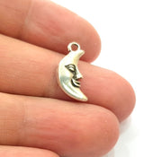 10 Moon Charm Silver Charms Antique Silver Plated Metal (18x9mm) G12671