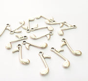 10 Musical Note Charm Silver Charms Antique Silver Plated Metal (23x10mm) G12673