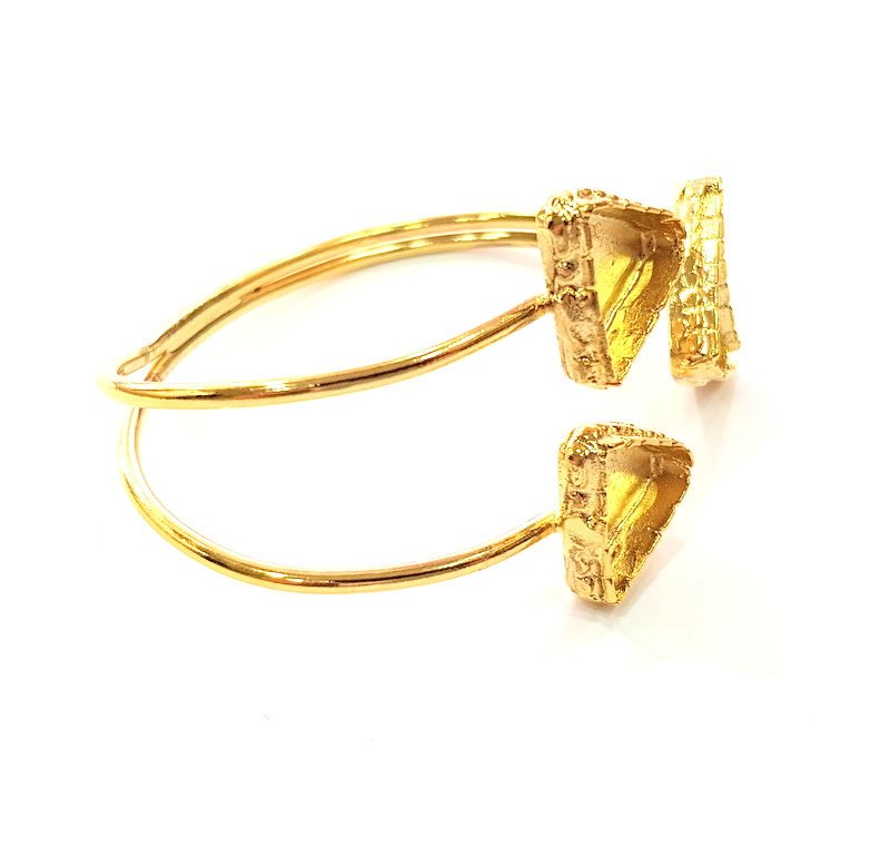 Gold Bangle Blanks Bracelet Blanks Cuff Blanks Adjustable Bracelet Blank Gold Plated Brass (19x17mm and 13x13mm Blanks ) G12675