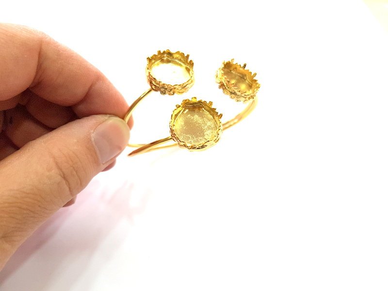 Gold Bangle Blanks Bracelet Blanks Cuff Blanks Adjustable Bracelet Blank Gold Plated Brass (16 mm Blanks ) G12678