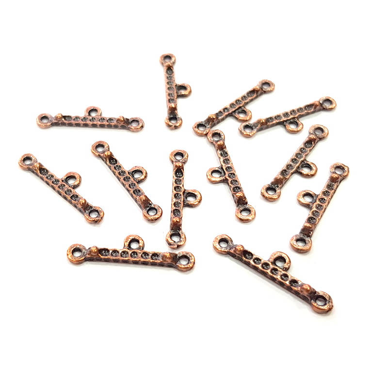 20 Antique Copper End Bar Connector Antique Copper Plated Metal (21x4mm) G11843