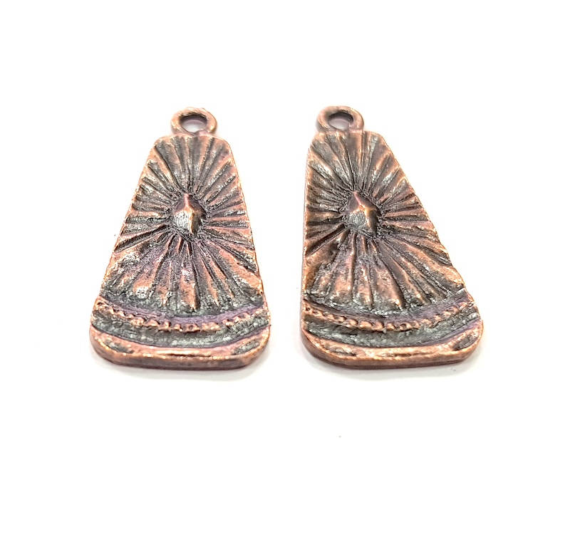 6 Copper Charm Antique Copper Charm Antique Copper Plated Metal  (28x12mm) G11853
