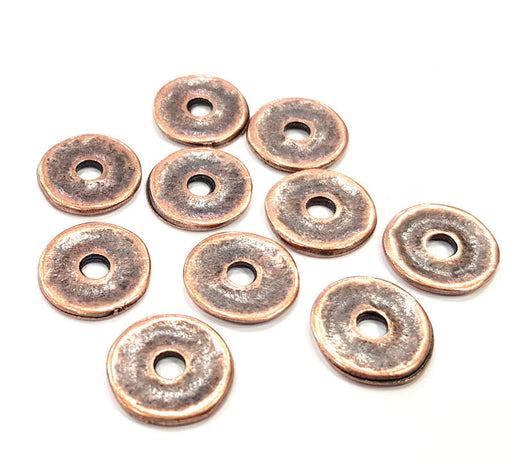 8 Copper Disc Findings Antique Copper Plated Metal  (14mm) G11858