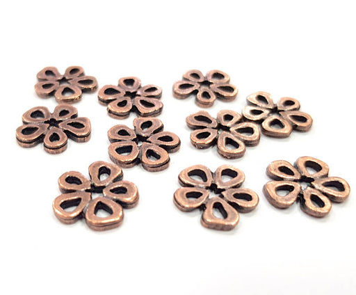 10 Flower Charm Antique Copper Plated Charm(14mm) G11859