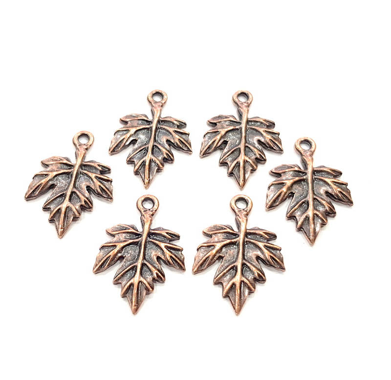 8 Copper Leaf Charm Antique Copper Charm Antique Copper Plated Metal (26x18mm) G11861