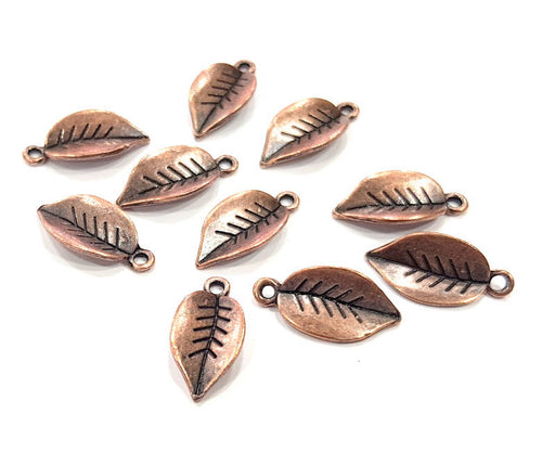 20 Copper Leaf Charm Antique Copper Charm Antique Copper Plated Metal (18x8mm) G11864