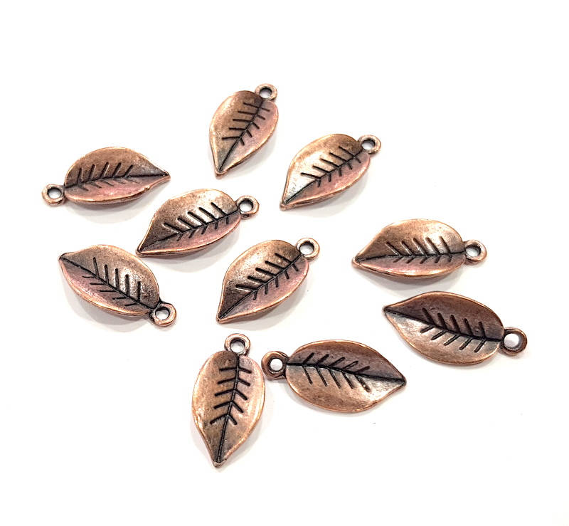 20 Copper Leaf Charm Antique Copper Charm Antique Copper Plated Metal (18x8mm) G11864