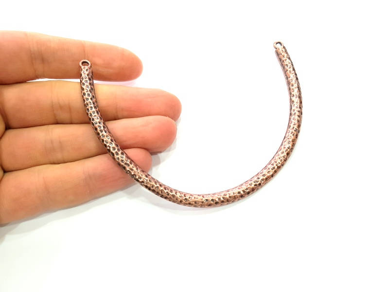 Copper Hammered Collar Pendant Antique Copper Pendant Antique Copper Plated Metal ( 120x6 mm ) G11866