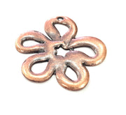 2 Copper Flower Pendant Antique Copper Pendant Antique Copper Plated Metal ( 42 mm ) G11868