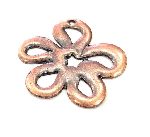 2 Copper Flower Pendant Antique Copper Pendant Antique Copper Plated Metal ( 42 mm ) G11868