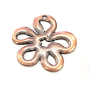 2 Copper Flower Pendant Antique Copper Pendant Antique Copper Plated Metal ( 42 mm ) G11868