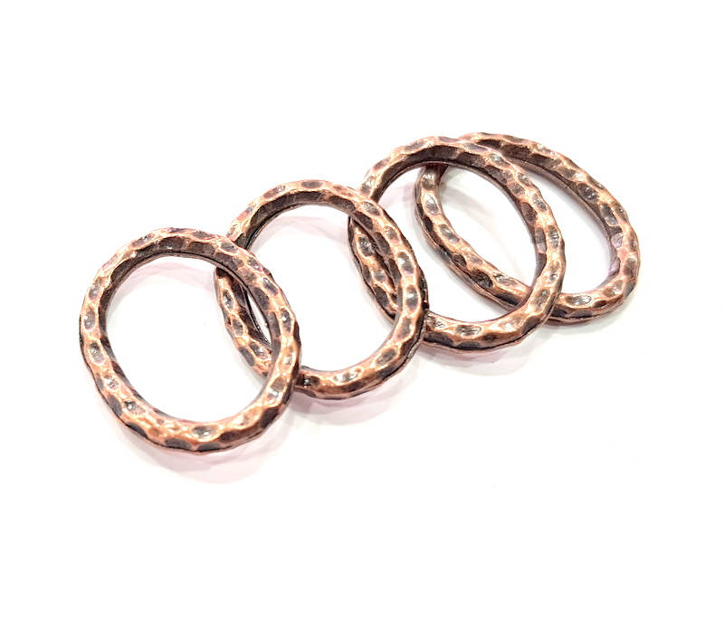 4 Copper Circle Connector Antique Copper Plated Metal (27x20mm) G11872