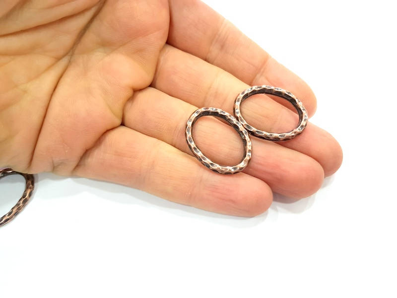 4 Copper Circle Connector Antique Copper Plated Metal (27x20mm) G11872