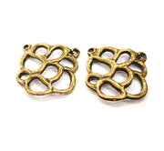 4 Antique Bronze Connector Charm Antique Bronze Plated Metal  (25x23mm) G11876