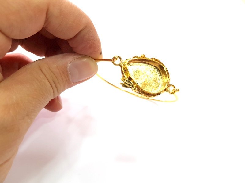 Gold Bangle Blanks Bracelet Blanks Cuff Blanks Adjustable Bracelet Blank Gold Plated Brass (25x18 mm Blanks ) G12683