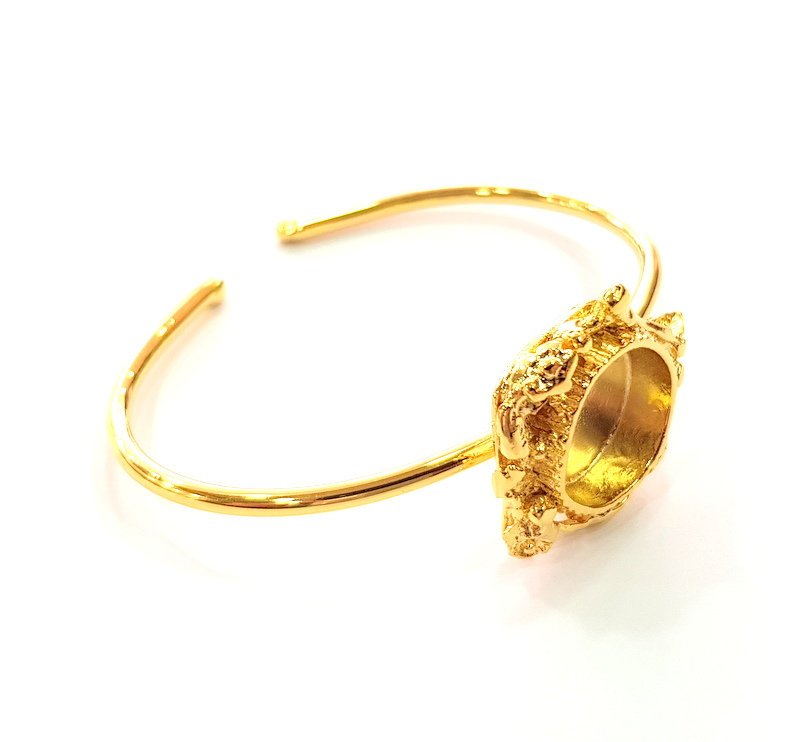 Gold Bangle Blanks Bracelet Blanks Cuff Blanks Adjustable Bracelet Blank Gold Plated Brass (15 mm Blanks ) G12696
