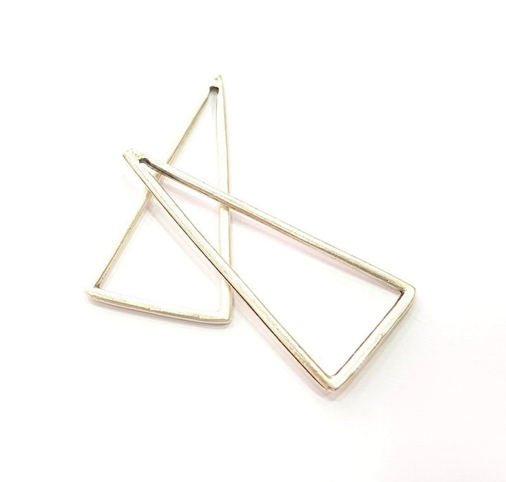 4 Geometric Triangle Charms (61x27mm) Antique Silver Plated Metal  G12702