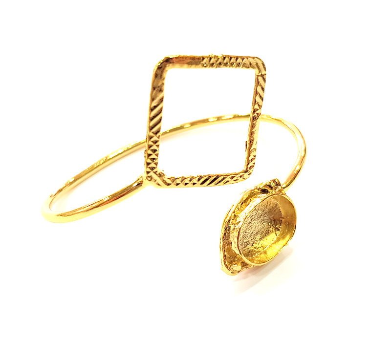 Gold Bangle Blanks Bracelet Blanks Cuff Blanks Adjustable Bracelet Blank Gold Plated Brass (18x13 mm Blanks ) G12710
