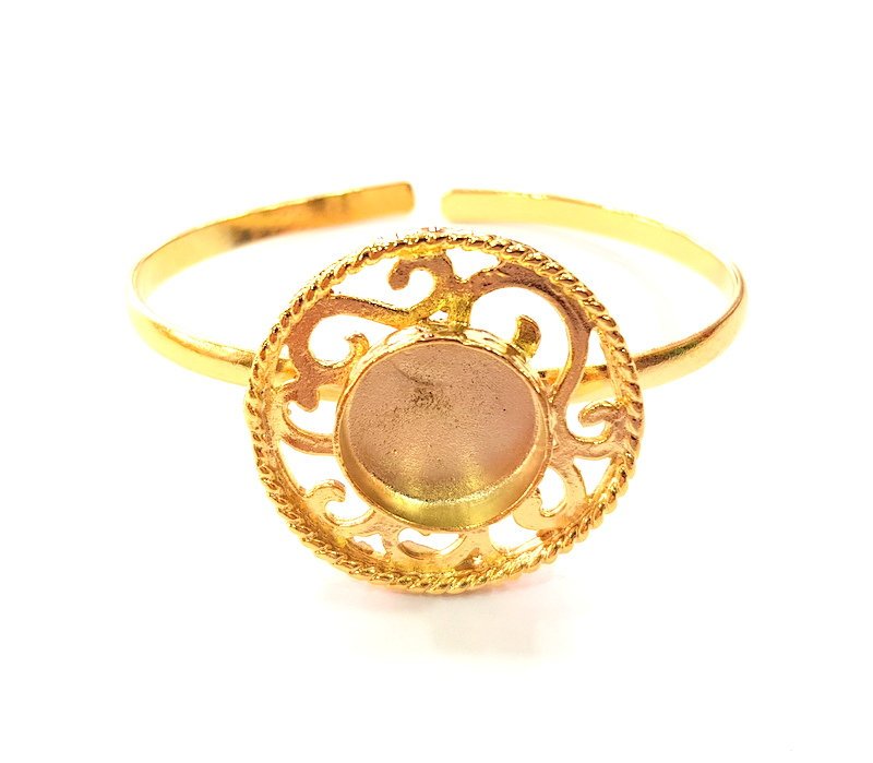 Gold Bangle Blanks Bracelet Blanks Cuff Blanks Adjustable Bracelet Blank Gold Plated Brass (16 mm Blanks ) G12718