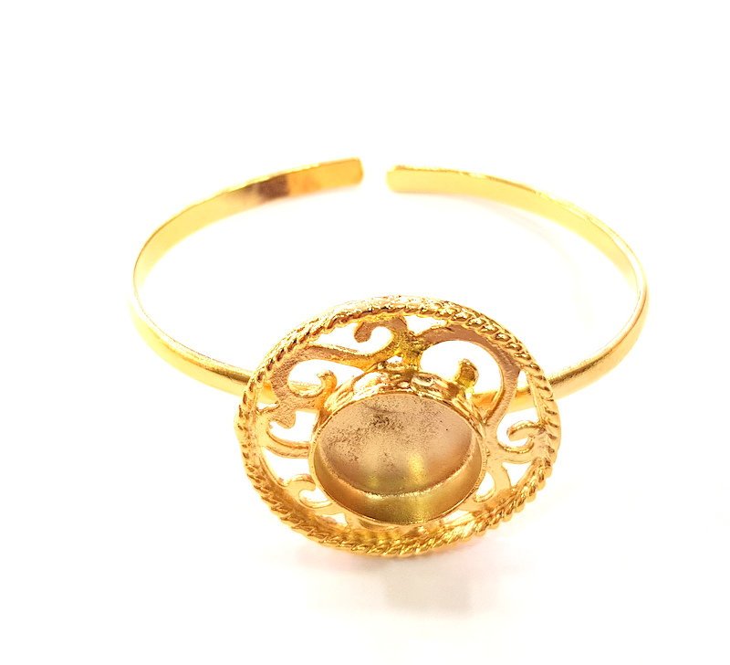 Gold Bangle Blanks Bracelet Blanks Cuff Blanks Adjustable Bracelet Blank Gold Plated Brass (16 mm Blanks ) G12718