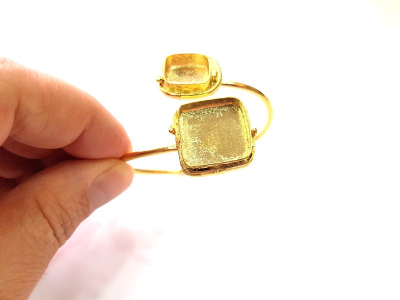 Gold Bangle Blanks Bracelet Blanks Cuff Blanks Adjustable Bracelet Blank Gold Plated Brass (20x20mm and 14x14mm Blanks ) G12719