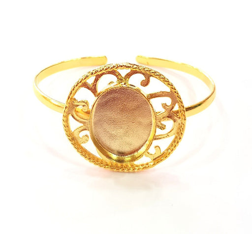 Gold Bangle Blanks Bracelet Blanks Cuff Blanks Adjustable Bracelet Blank Gold Plated Brass (25x18 mm Blanks ) G12724