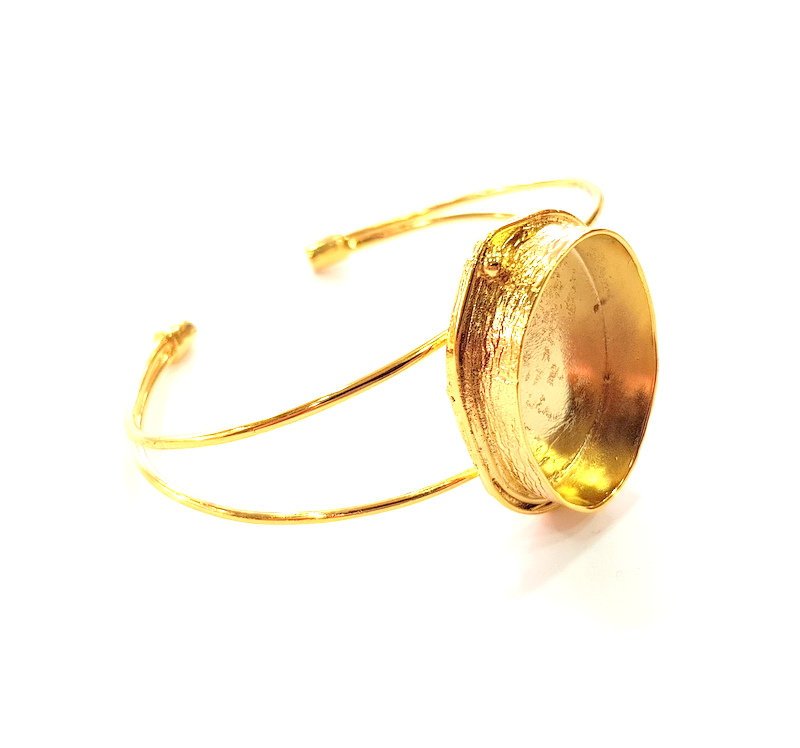 Gold Bangle Blanks Bracelet Blanks Cuff Blanks Adjustable Bracelet Blank Gold Plated Brass (30x22 mm Blanks ) G12743