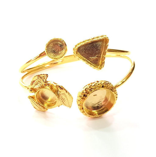 Gold Bangle Blanks Bracelet Blanks Cuff Blanks Adjustable Bracelet Blank Gold Plated Brass (16mm + 13x13mm + 10mm + 9mm Blanks ) G12754