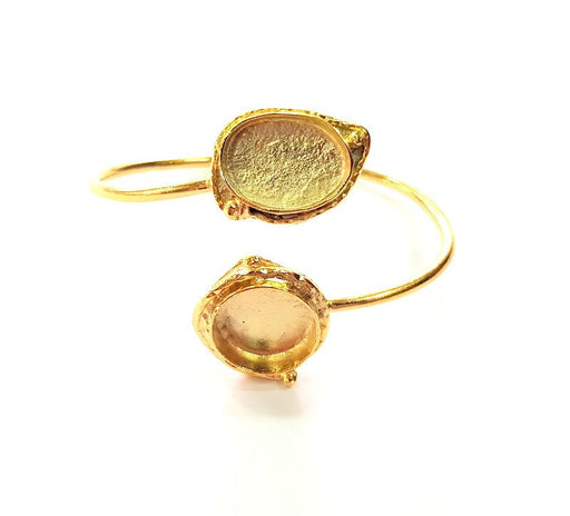 Gold Bangle Blanks Bracelet Blanks Cuff Blanks Adjustable Bracelet Blank Gold Plated Brass (18x13mm and  16mm Blanks ) G12756