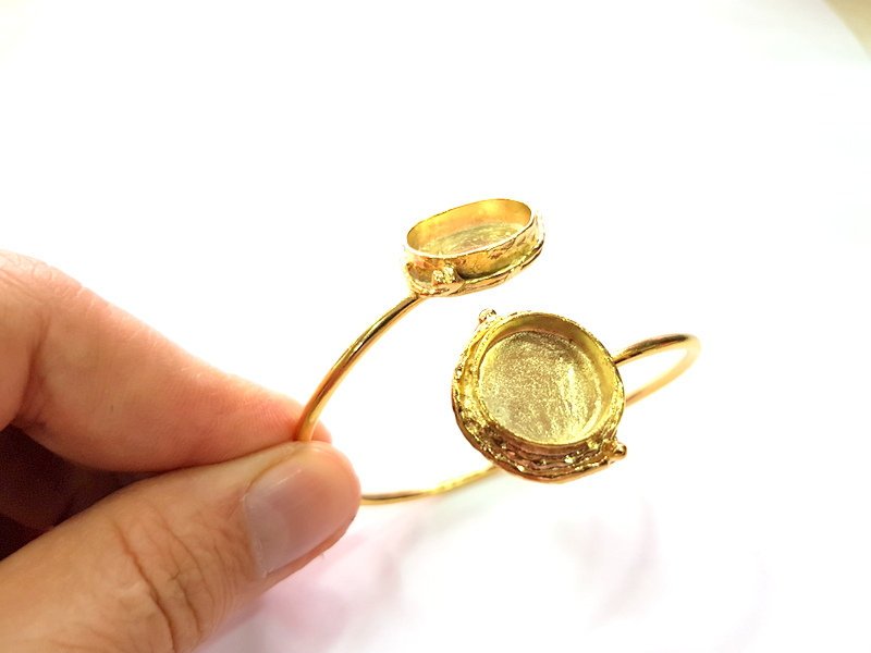 Gold Bangle Blanks Bracelet Blanks Cuff Blanks Adjustable Bracelet Blank Gold Plated Brass (18x13mm and  16mm Blanks ) G12756