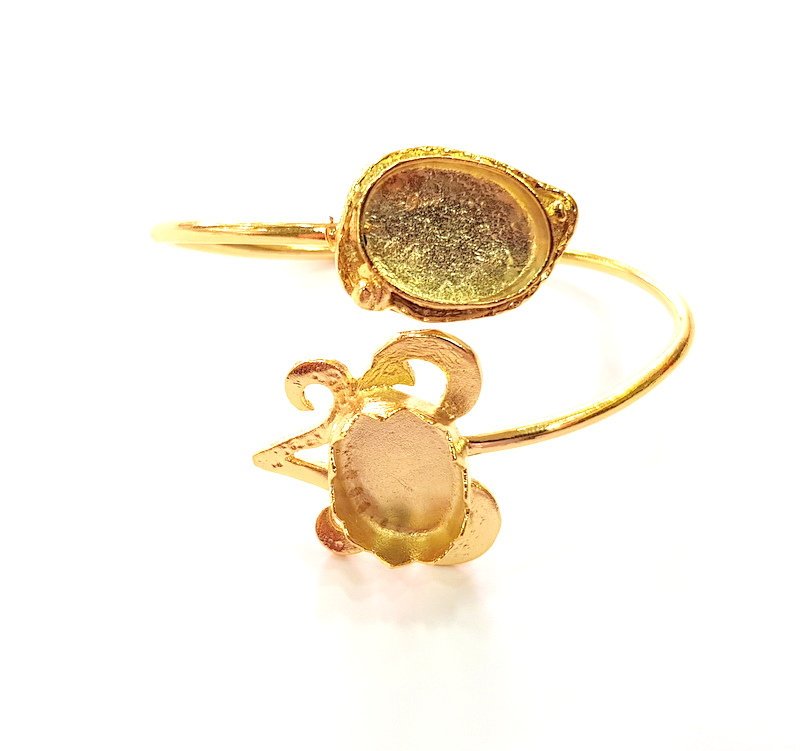 Gold Bangle Blanks Bracelet Blanks Cuff Blanks Adjustable Bracelet Blank Gold Plated Brass (18x13mm and  18x13mm Blanks ) G12757