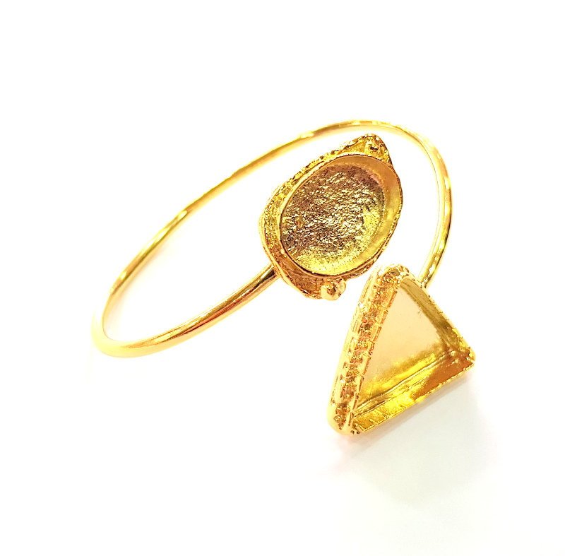 Gold Bangle Blanks Bracelet Blanks Cuff Blanks Adjustable Bracelet Blank Gold Plated Brass (25x22mm and  18x13mm Blanks ) G12771