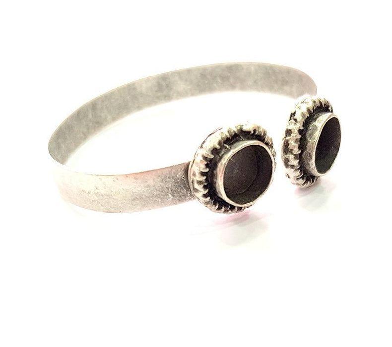 Silver Bracelet Blank Bangle Blank Cuff Blank Adjustable Bracelet inlay Blank Antique Silver Plated Brass (10mm Blanks) G12776