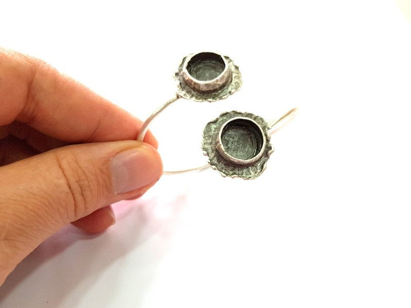 Silver Bracelet Blank Bangle Blank Cuff Blank Adjustable Bracelet inlay Blank Antique Silver Plated Brass (12mm Blanks) G12780